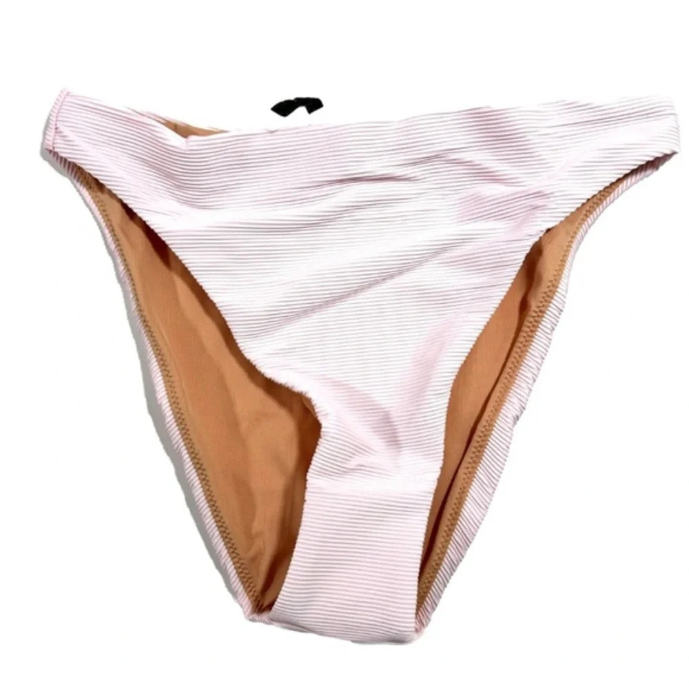 New J Crew Ribbed High Rise Bikini Bottom Light Pink BE808
